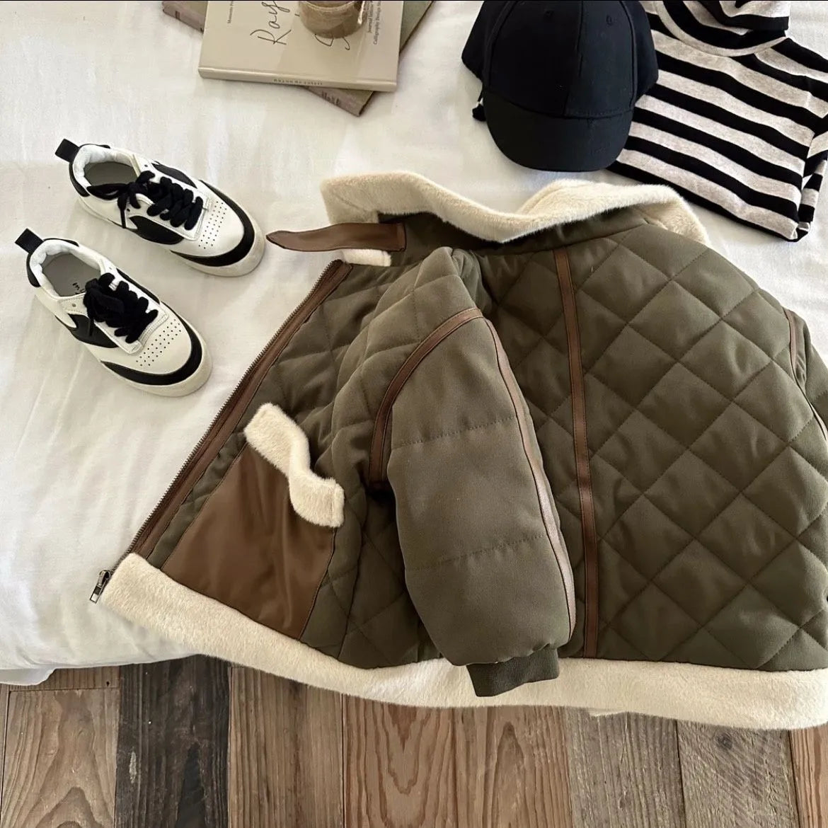 Winter New Children's Jacket Boys and Girls Baby Plush Thickened Cotton Coat Warm Jacket Motorcycle Coat  Autumn