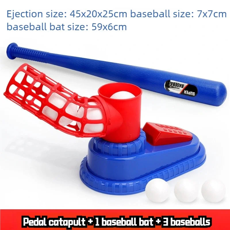 Hot-Selling Baseball Launcher Toy, 2-in-1 Foot-Operated/Manual Press Ball Pitching Machine, Interactive Baseball Training Game for Young Children, Outdoor Sports Toy, Indoor and Outdoor Interactive Sports Game for Kids, Kinde