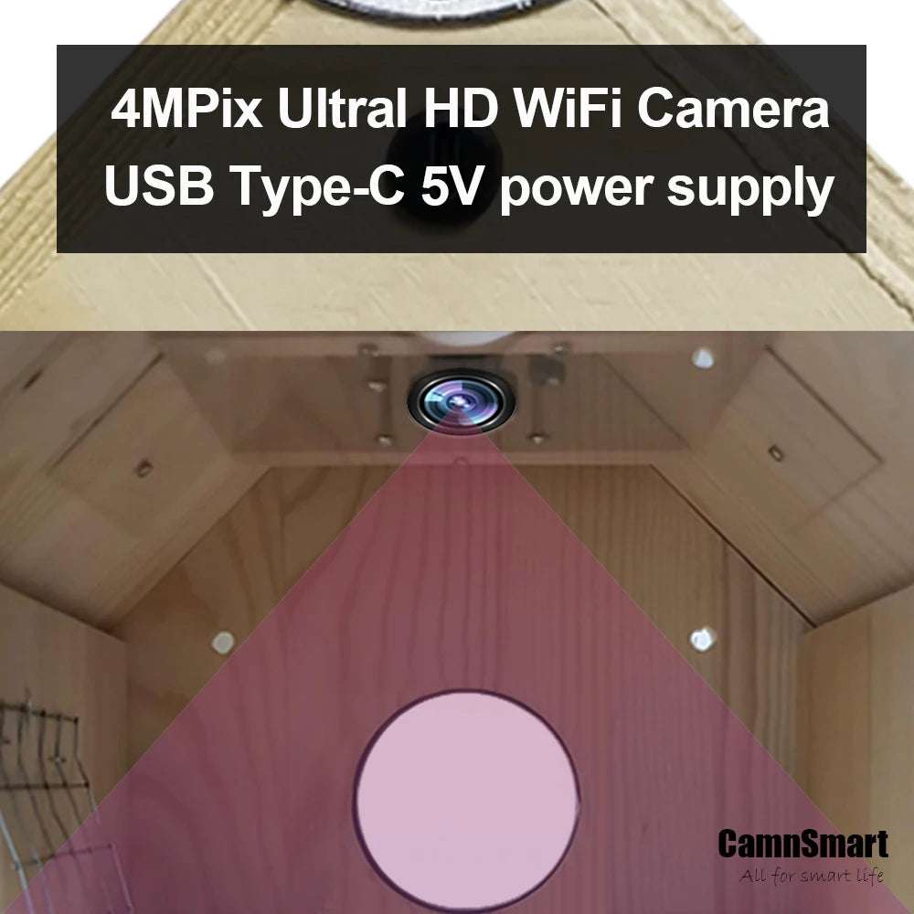 4MP Tuya Bird Houses WIFI Camera For Pet Birds Activity Remote View Watching Wild Natural Wooden Care Nest Box Day Night Vision