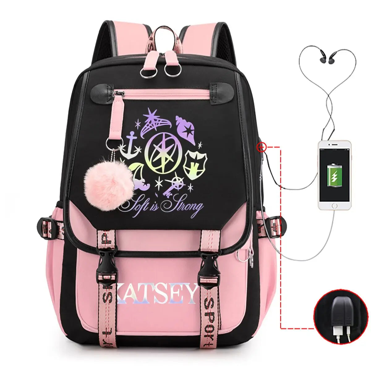 Trendy Girl Group School Bags for Students Girls Large Capacity Travel Book Bag Usb Charging Laptop Backpack Children Backpacks
