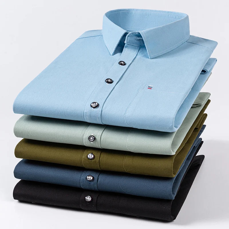 Luxury cotton single pocket long-sleeve shirts for men Smart Casual business regular fit shirt designer vintage black clothes