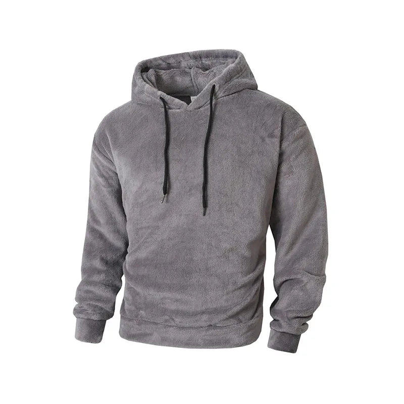 Autumn Winter Fashion Men's Hoodies Casual Trendy Solid Color coral fleece Long Sleeve pullover Loose Sweatshirts Male Hoodies