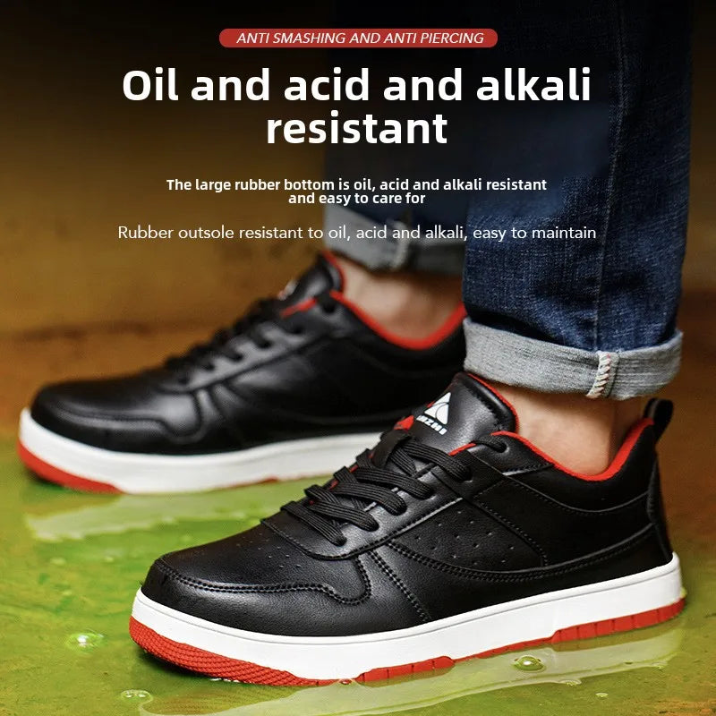 Steel Toe Man Work Boots Industrial Fashion Safety Shoes Men Non-Slip Work Sneakers Construction Waterproof Work Mens Shoes