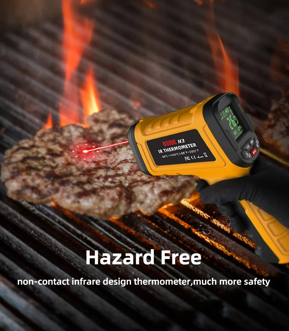 BSIDE H3 Infrared Thermometer Gun -50~1400°C Handheld Digital Laser Industrial  Non Contact Temperature Measuring Tester Tools