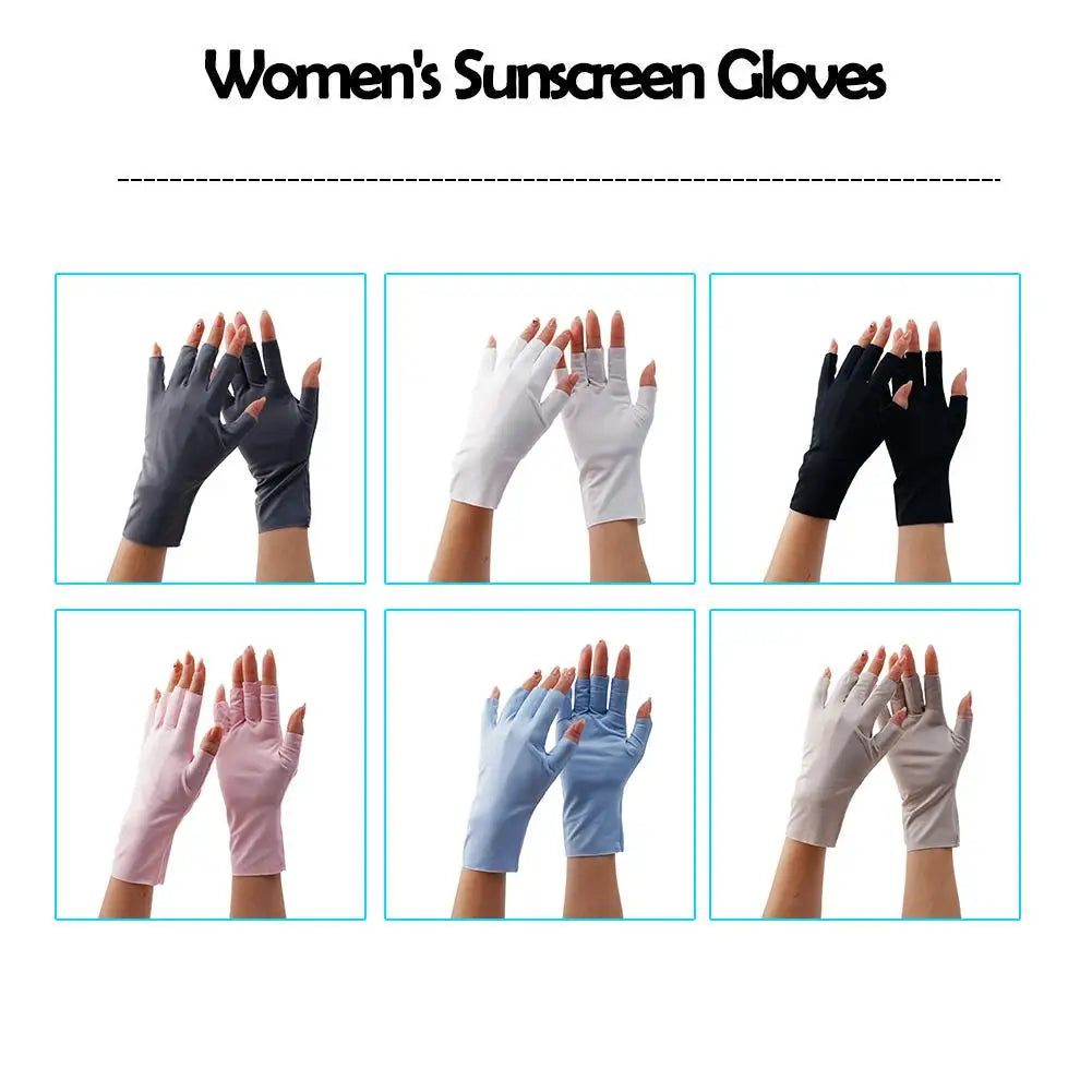 Women Sunscreen Gloves Fingerless Gloves Summer Sunscreen UV Protection Multicolor Gloves Woman Driving Glove Female Touchscreen
