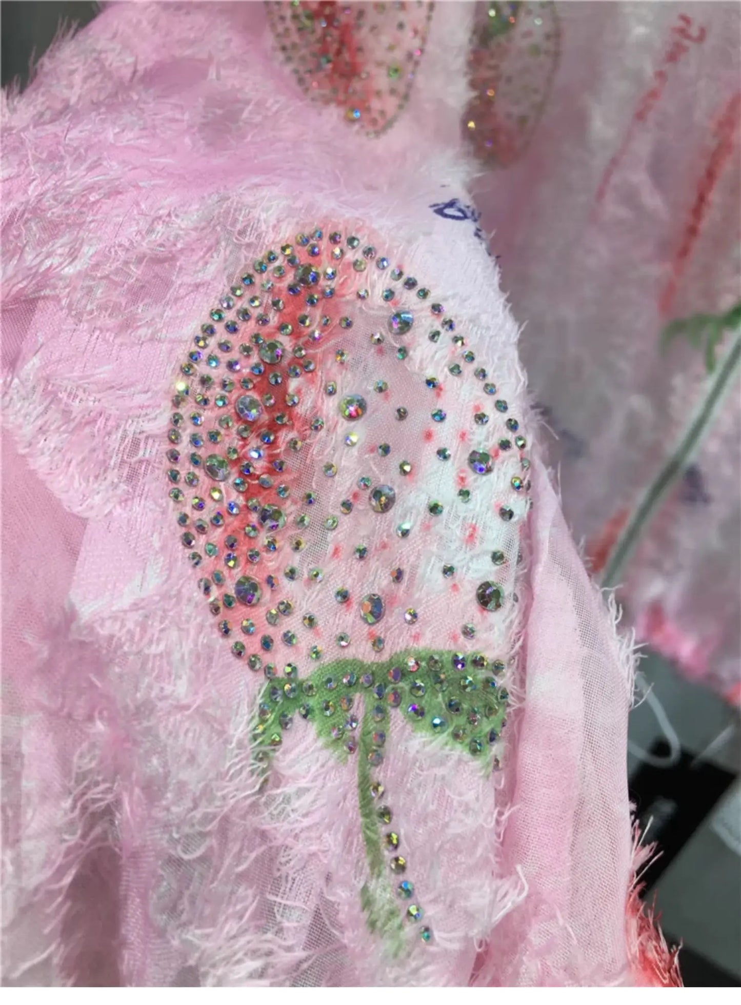 Women Hot Drilling Diamonds Beaded Sunscreen Hoodies Shirts Coat Strawberry Butterfly Lace Spliced Blouses Zipper Cardigan Tops