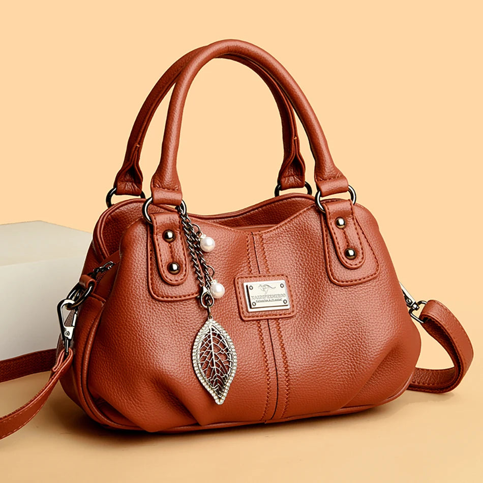 2024 New 3-layer Large Capacity Women Tote Bag Fashion Women's Trendy Shoulder Bags High Quality Soft Leather Female Handbag Sac