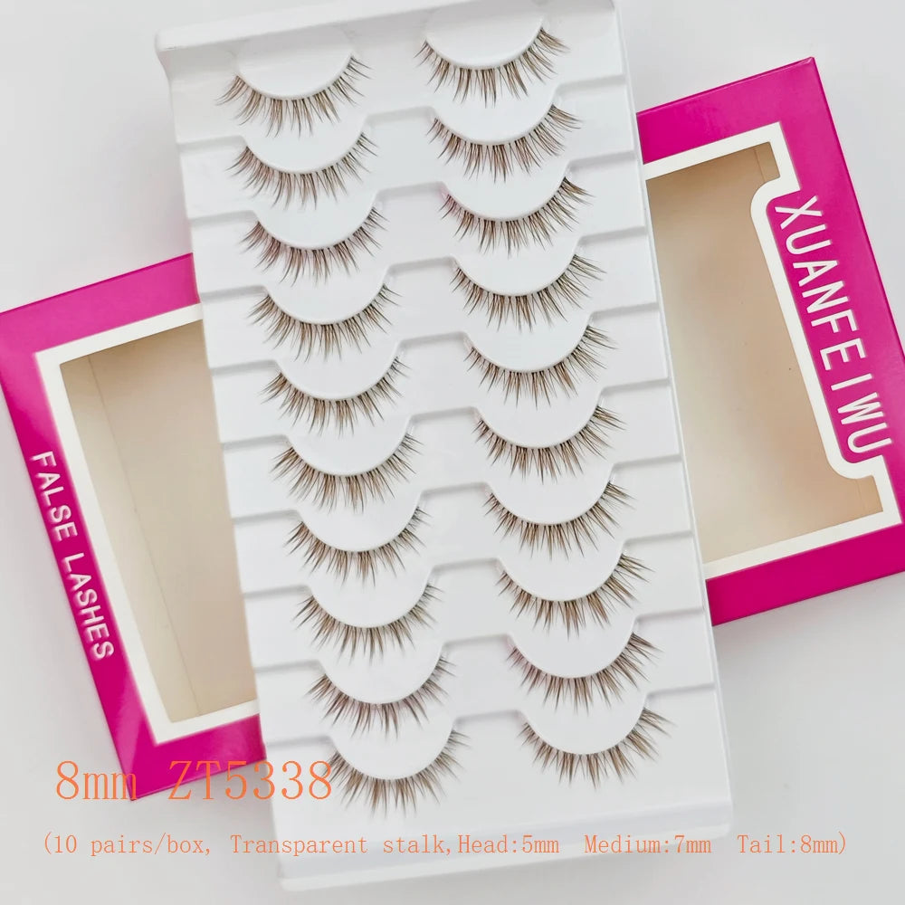 Xuanfeiwu Natural Short Style No-Makeup Look Sparse Full-Strip Ultra-Natural Realistic One-Piece Natural-Looking False Eyelashes DIY Self-Application Beginner Light Makeup Eyelashes