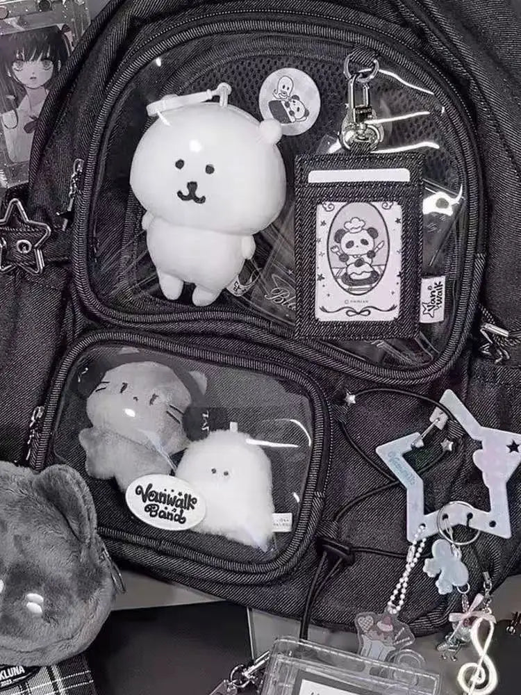 Women Black School Bags Japanese Kawaii Ita Backpack High-capacity Design Transparent Backpacks Sweetwear Y2k Bag 2025 New Trend