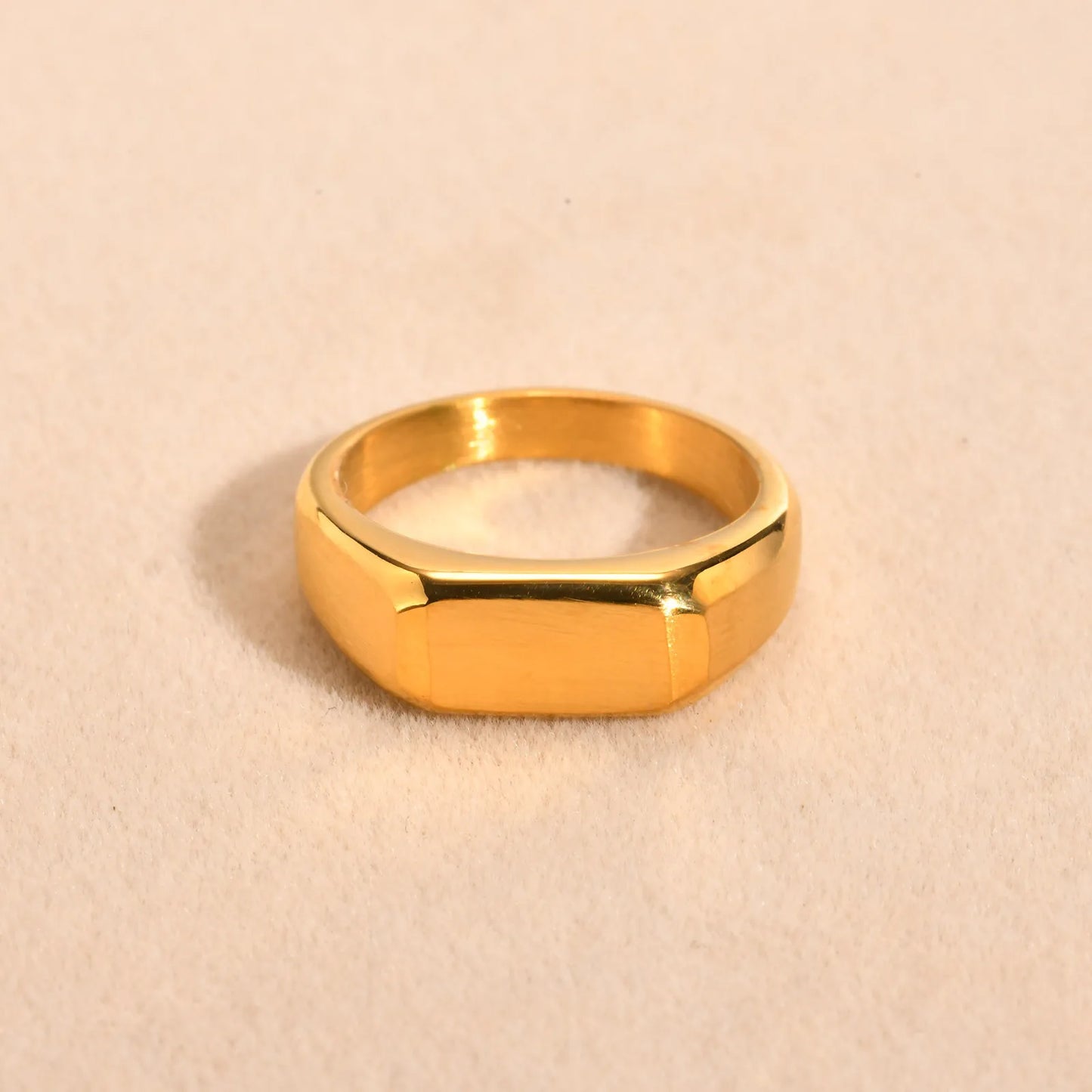 Stainless Steel Signet Ring for Men Women,Gold Silver Color Band Ring Pinky Ring Cool Finger Ring,Simple Jewelry Gift for Him
