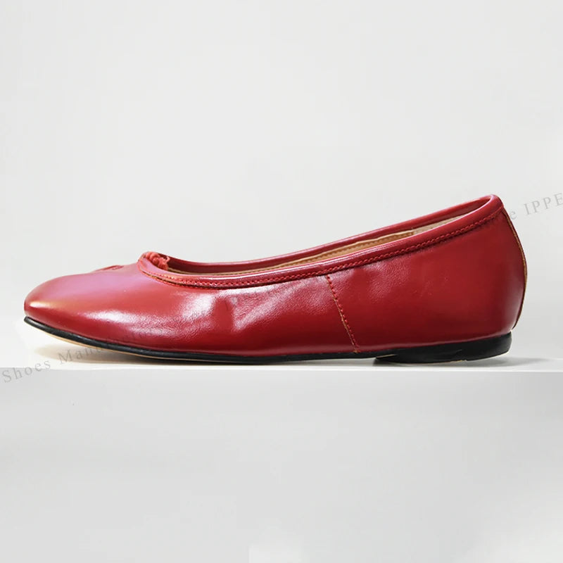 IPPEUM Tabi Footwear Shoes For Women 2026 New Fashion 36-44 Plus Size Ballet Flats Shoes With Split Toe