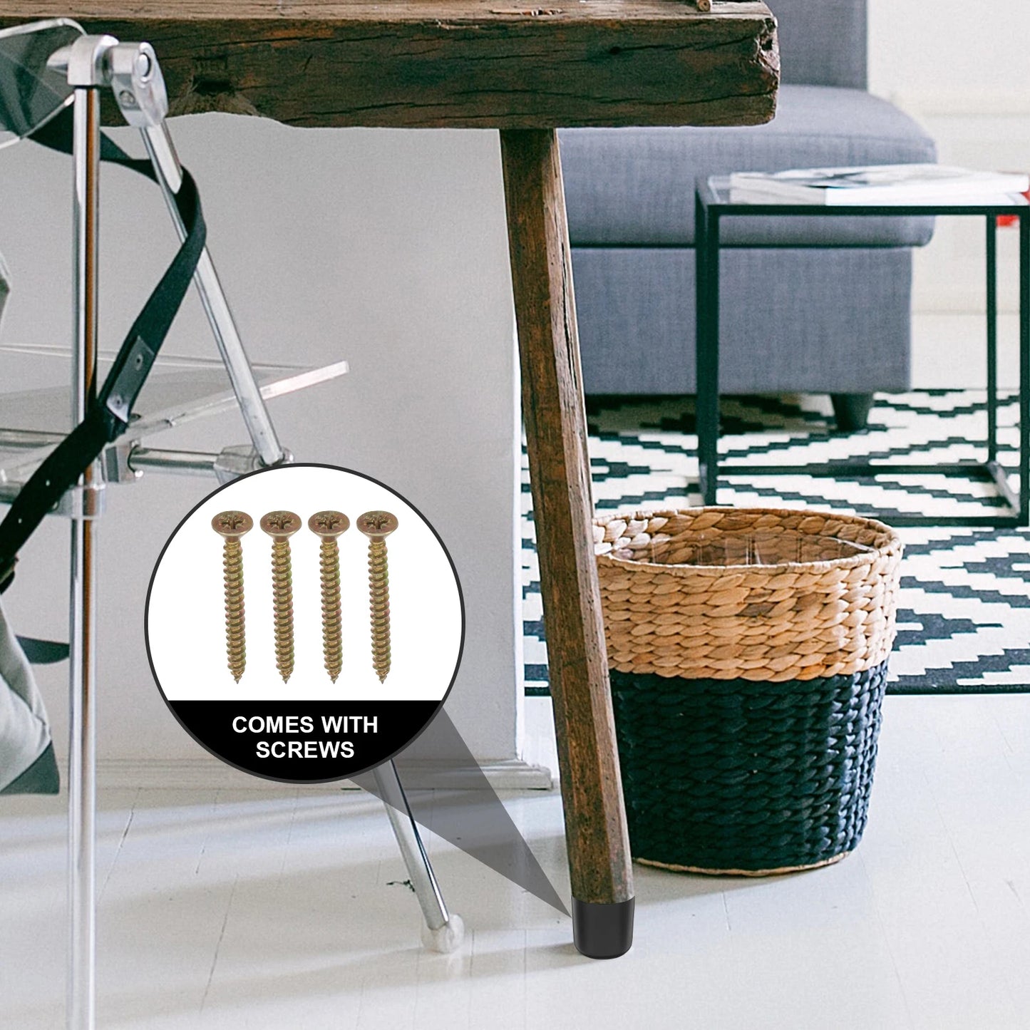 4pcs Furniture Legs 5cm Black Plastic Sofa Table Cabinet Replacement Legs for DIY Projects Stable Support Modern Design New