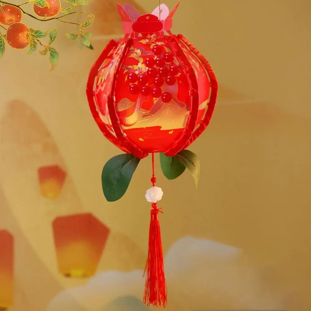 Rabbit Pomegranate Lantern Glowing Chinese Style Mid-Autumn Lanterns Handmade DIY Handheld Lanterns Mid Autumn Festival