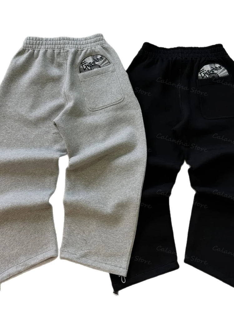 fashion trend embroidered casual pants men high street fashion design comfortable sweatpants loose and versatile jogging pants