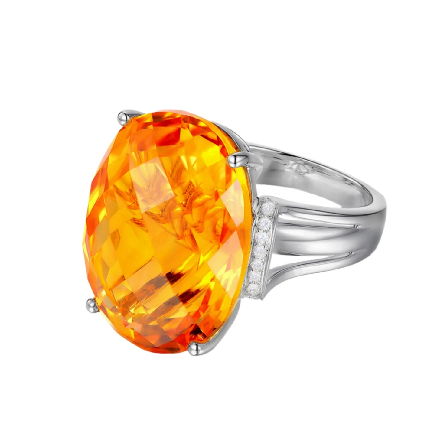 sterling silver 925 Citrine Ring with Yellow Crystal: Elegant Handmade Jewelry Gift for Women, Birthdays & Anniversaries