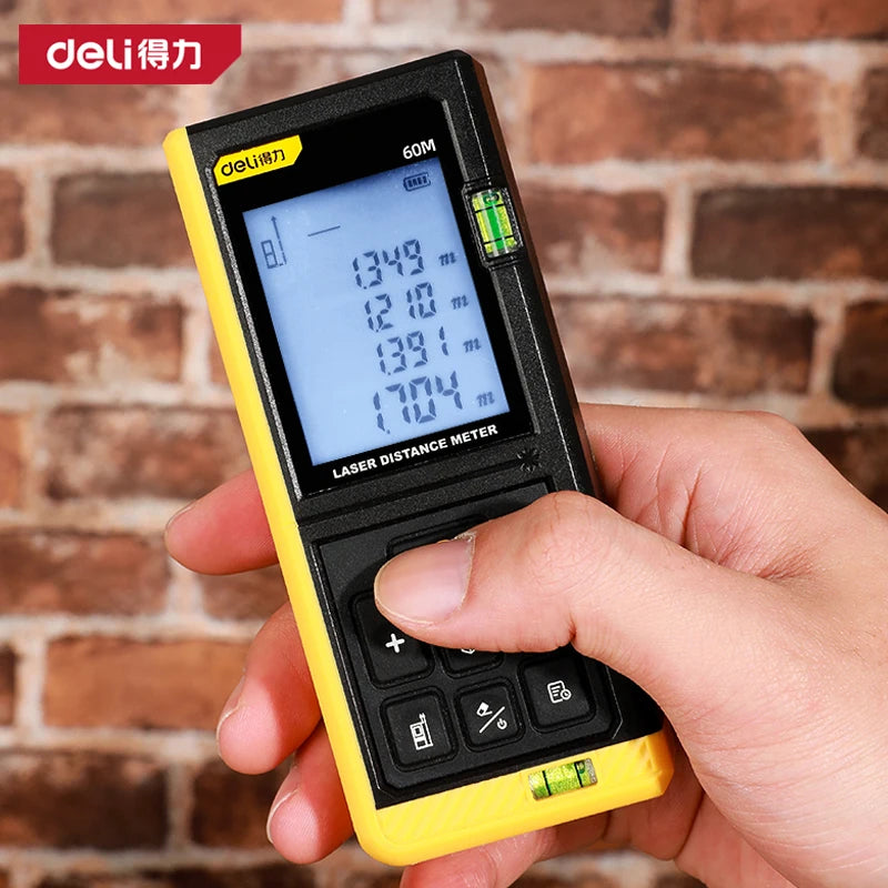 DELI 60M Smart Laser Distance Meter Measure Infrared Rangefinder Handheld Portable Laser Range Finder Tools