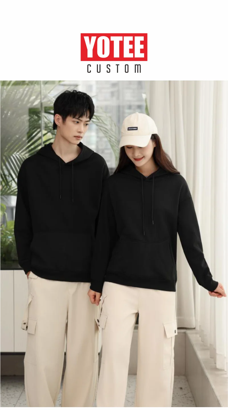YOTEE Customized Printed Embroidered Men's and Women's Hoodies Loose Casual Long Sleeve Hoodies Personalized Street Sports