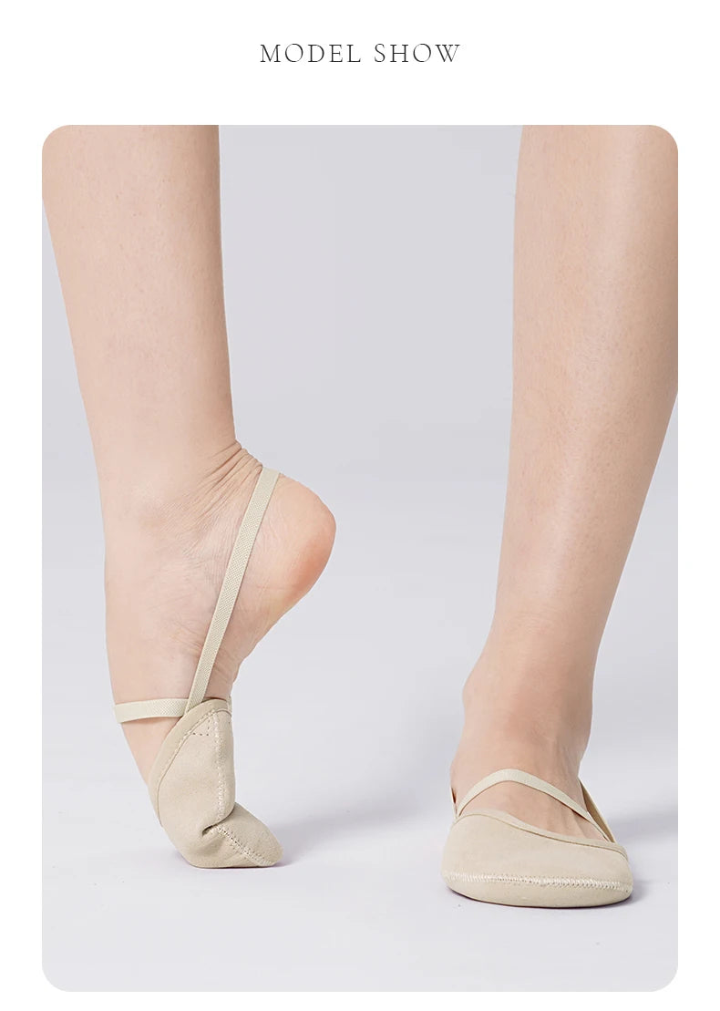 Women Professional Artistic gymnastics Shoes Adult Half Foot Shoes Girls Suede Semi-Palm Shoes Abrasion Ballet Dance Toe Flats