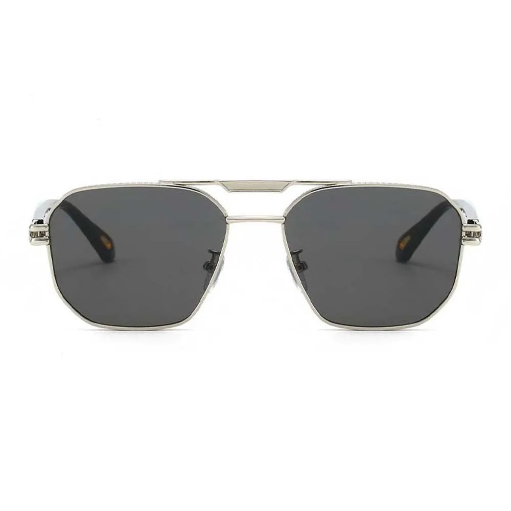 Retro Double Bar Sunnies Square Frame Sunshade Eyewear Unisex Polarizing Lens Sunglasses PC Decorative Anti-UV Glasses Summer