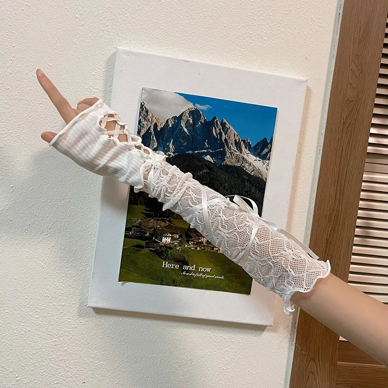 Ladies' Gloves, Long Hook-Finger Tinted Gloves, Ball Gloves, Bride's Wedding Dress Gloves, Sun-Protective Fashion Gloves C101