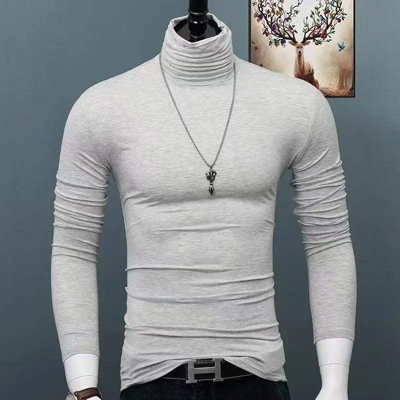 Thermal Underwear Tops Men Winter Clothes Thermal Shirt Autumn Men's Winter Tights High Neck Thin Slim Fit Long Sleeve T-shirt