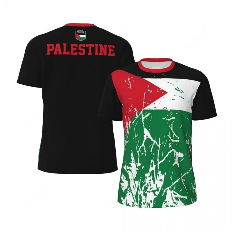Palestine Flag Football T Shirts For Men Fashion Summer National Emblem 3D Printed Jersey Casual Quick Dry Breathable Tees Tops