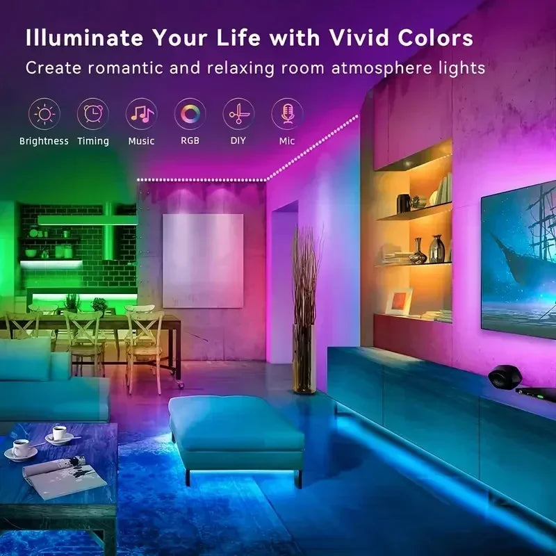 Led Strip Lights For Bedroom 5V 5050 Usb Rgb Tape 1-30M With 44key Remote Holiday Lighting Wall Led Room Decor Lamp Band Ribbon