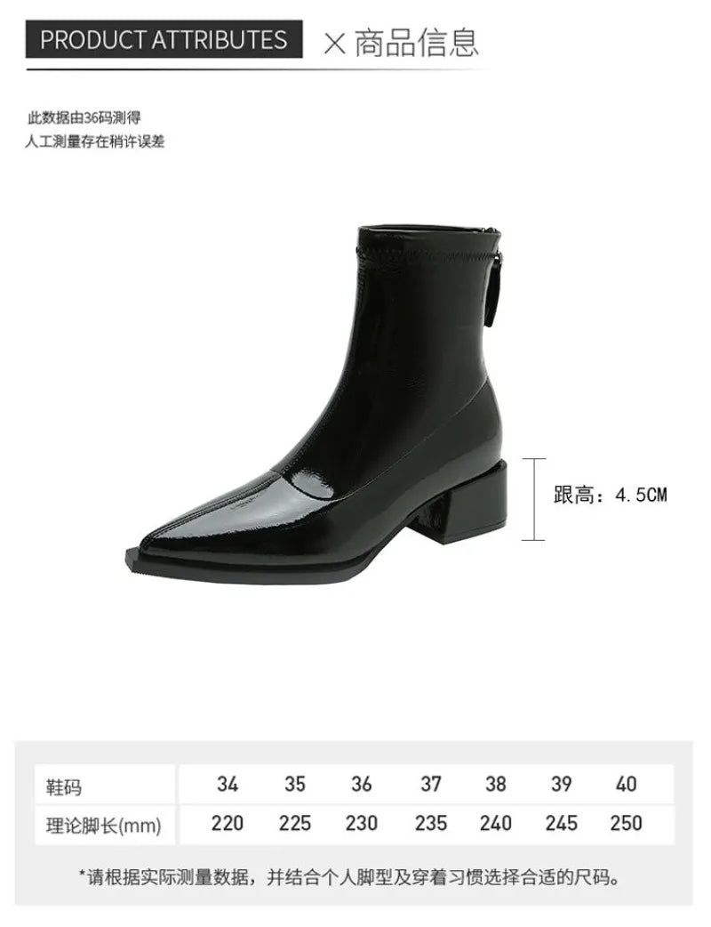 Women Ankle High Heels Chelsea Boots Pointed Toe Shoes  Designer Pumps Winter 2024 New Brand Shoes Women Motorcycle Boots