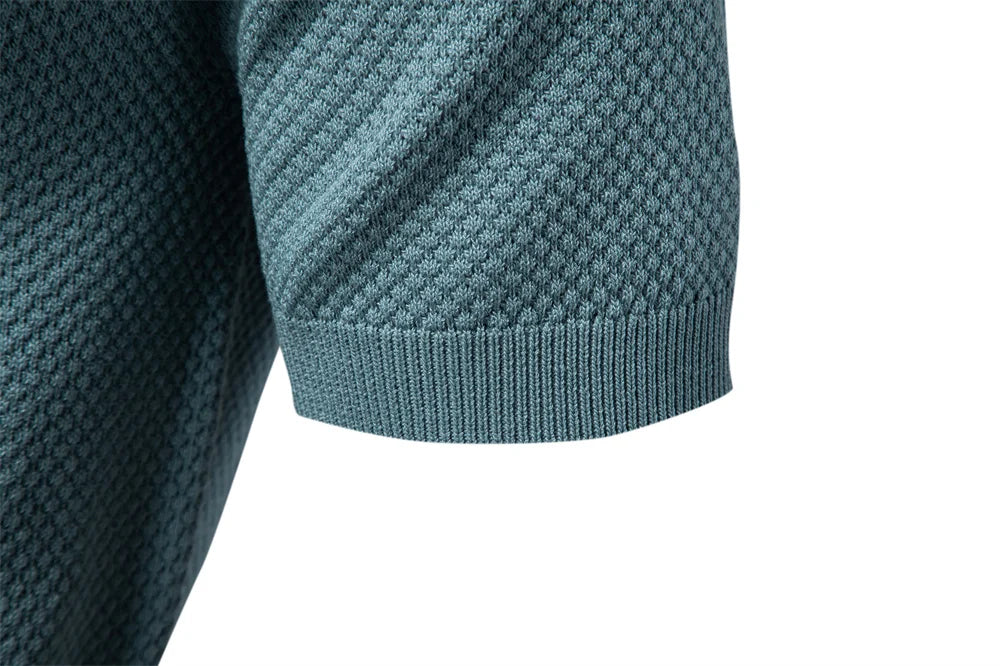 AIOPESON Men's Summer Breathable Polo Shirt Short Sleeve Solid Color Casual Polo Shirts for Men Lightweight Stretch Polo ﻿