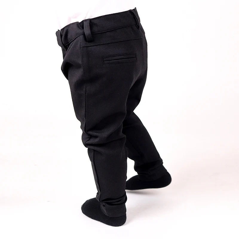 Boys long pants black all seasons trouser high elasticity waistband fashion pants summer kid clothes pants front zipper opening