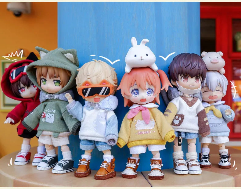 Ob11 Doll Clothes Cute Cat Coats Dolls Hoodies Sweatshirts With Cat Pattern For Obitsu11, Molly, Gsc Body, Ymy, 1/12bjd Doll