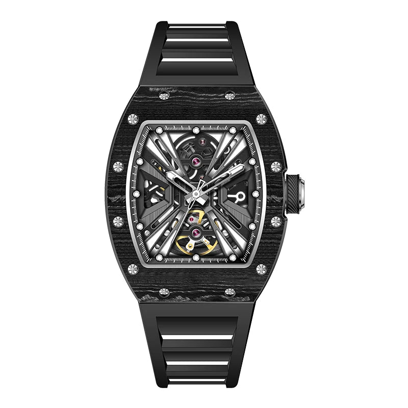 Watch for Men Skeleton Mechanical Sports Watches Men's Luminous Waterproof Automatic Wristwatch Steel Case Relogio Masculino