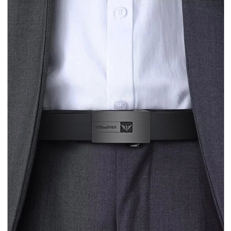 Genuine leather men's business belt with automatic buckle, high-end belt, fashionable and personalized belt