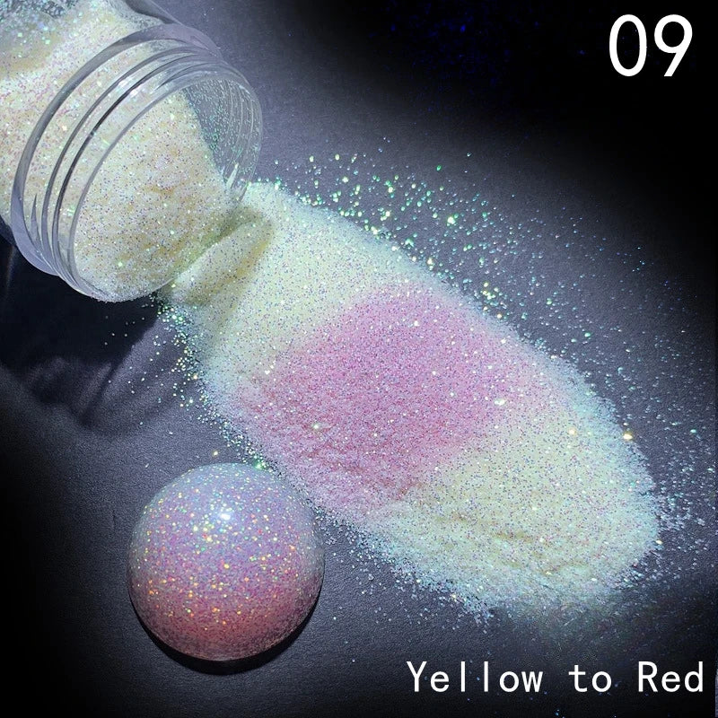 10g/box UV Sensitive Color Temperature Changing Powder DIY Handmade Nail Art Glitter Powder UV Light-changing Cosmetic Pigments