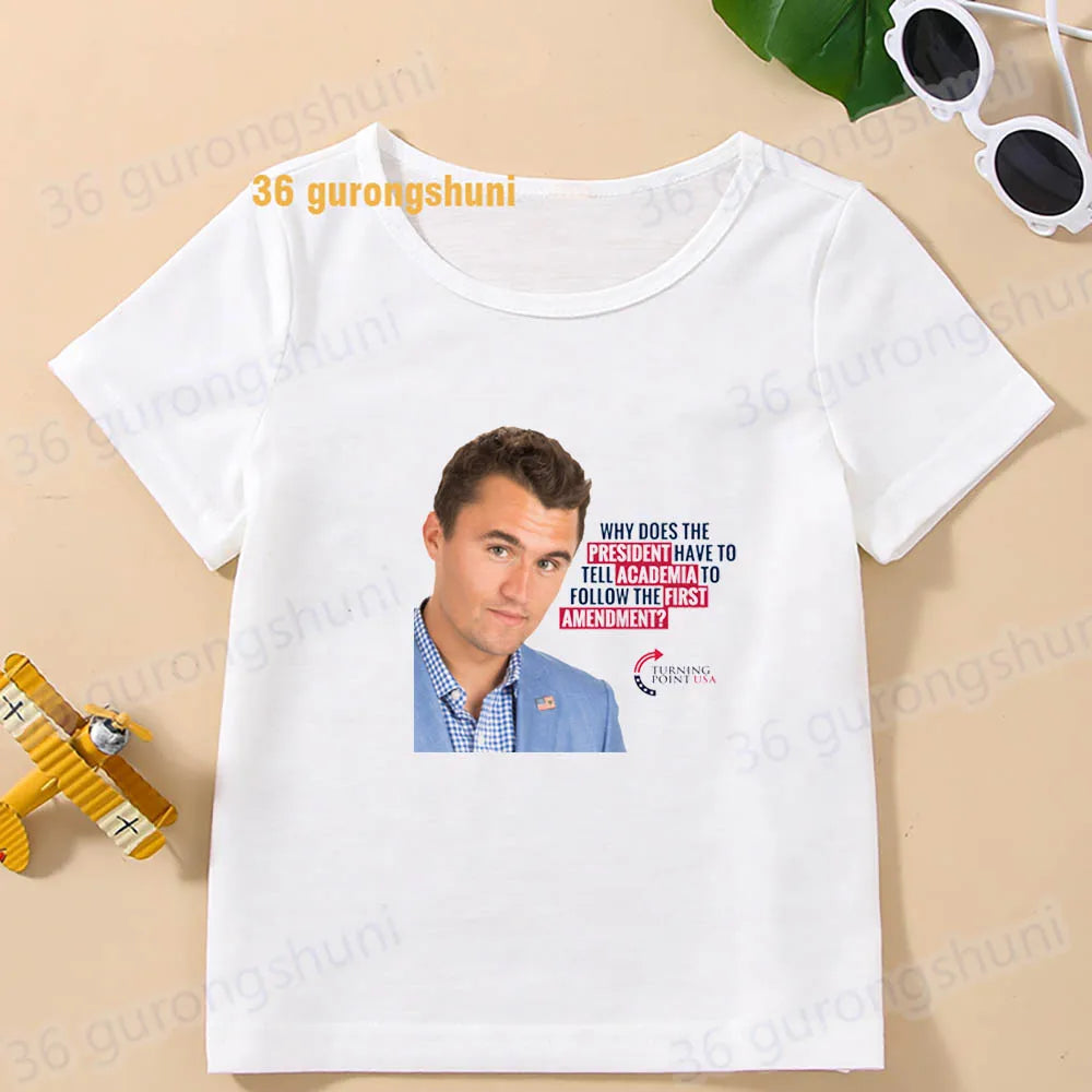 Kids tshirt turning point usa Children clothes Girl t-shirts charlie kirk freedom T shirt Baby tops Boys man summer Short Sleeve