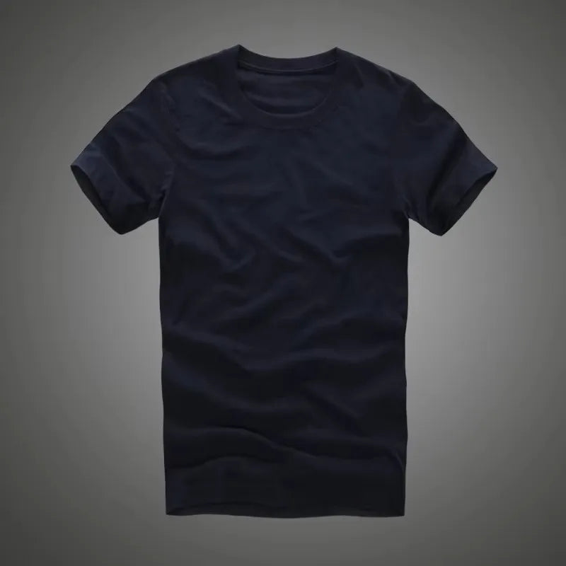 Men's 100% pure cotton solid color O-neck short-sleeved T-shirt high quality top soft clothing spring and summer new