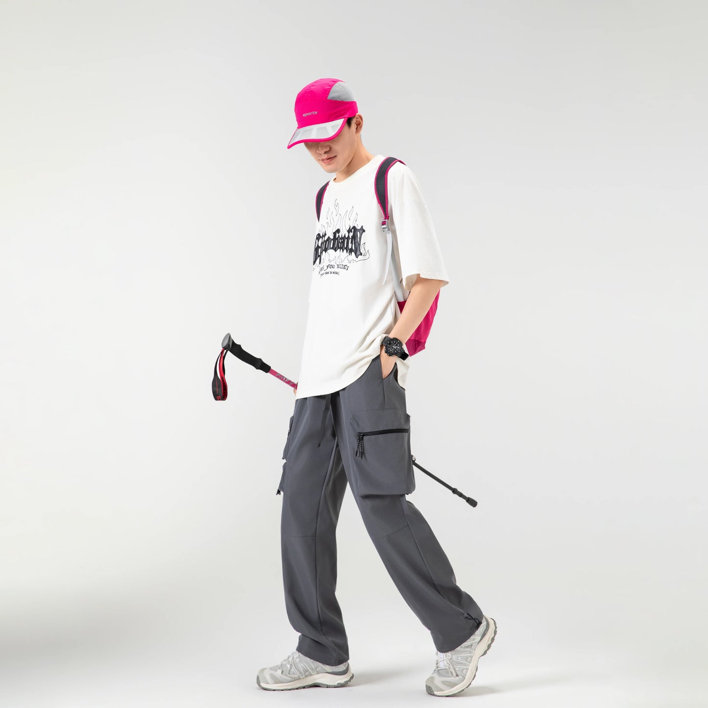 Men's high-end pants, trendy and versatile, cool and stylish teenage down pants, American straight-leg casual workwear pants