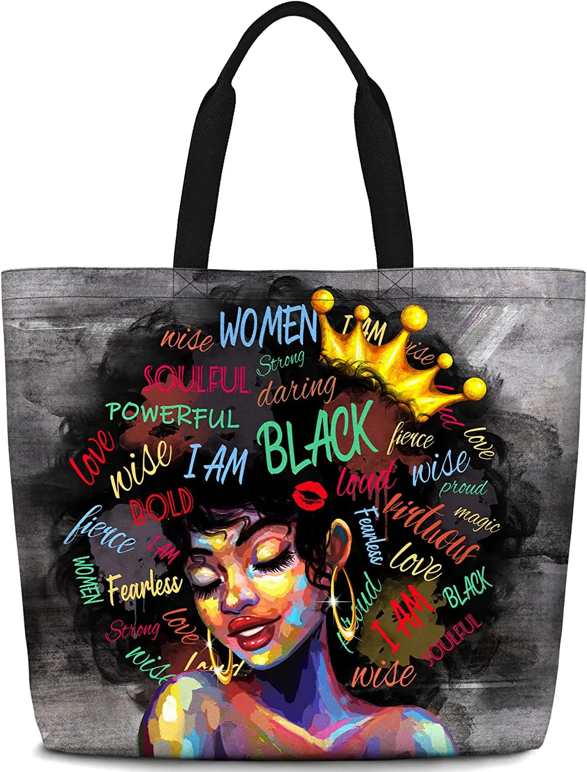 Women Tote Bags African American Woman Shoulder Bag Afro Black Girl Magic Satchel Handbags For Shopping,Work,Grocery,Gym