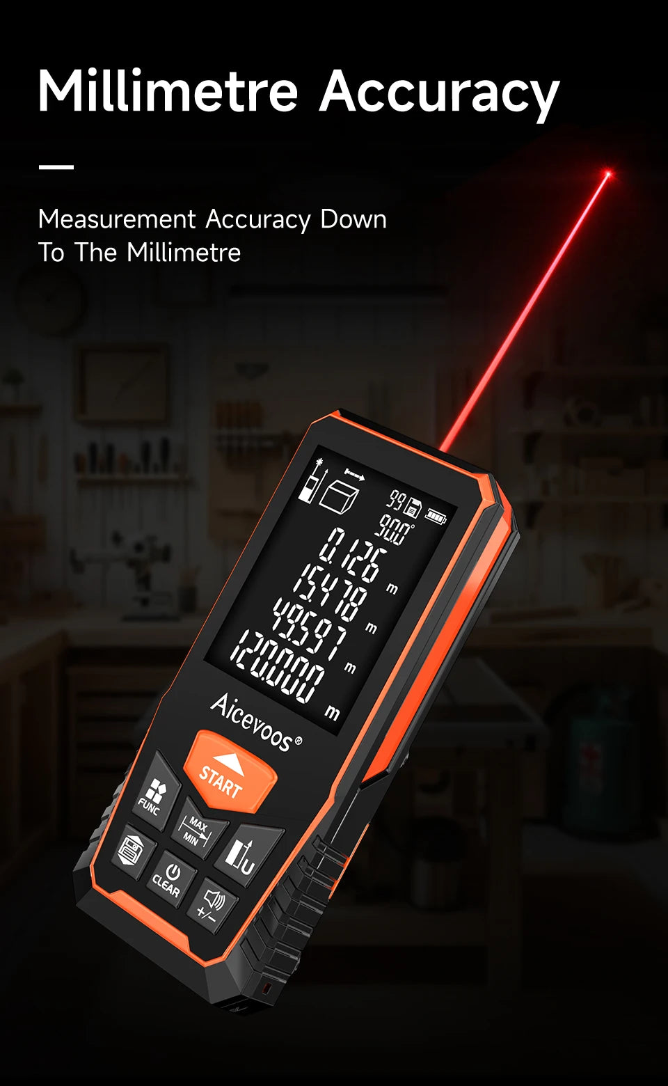 Aicevoos Digital Laser Rangefinder 50M 70M 100M 120M Laser Distance Meter Trena Laser Tape Measure Roulette Range Finder