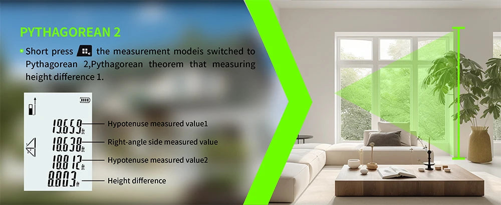 Green Laser Rangefinder 120m Distance Meter Tape Rangefinder Measurement Digital Tape Tool