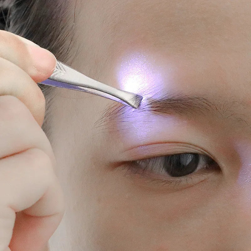 Stainless steel LED light eyebrow clip luminous eyebrow tweezers eyebrow clip beauty tool