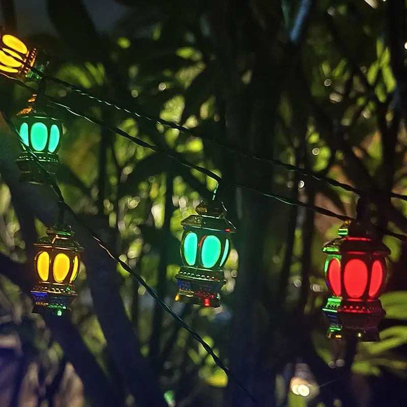 Solar Powered Lantern String Light 20 LEDS Eid Ramadan Decorative Lamp Outdoor/Indoor Waterproof for Islamic Home Garden Decor