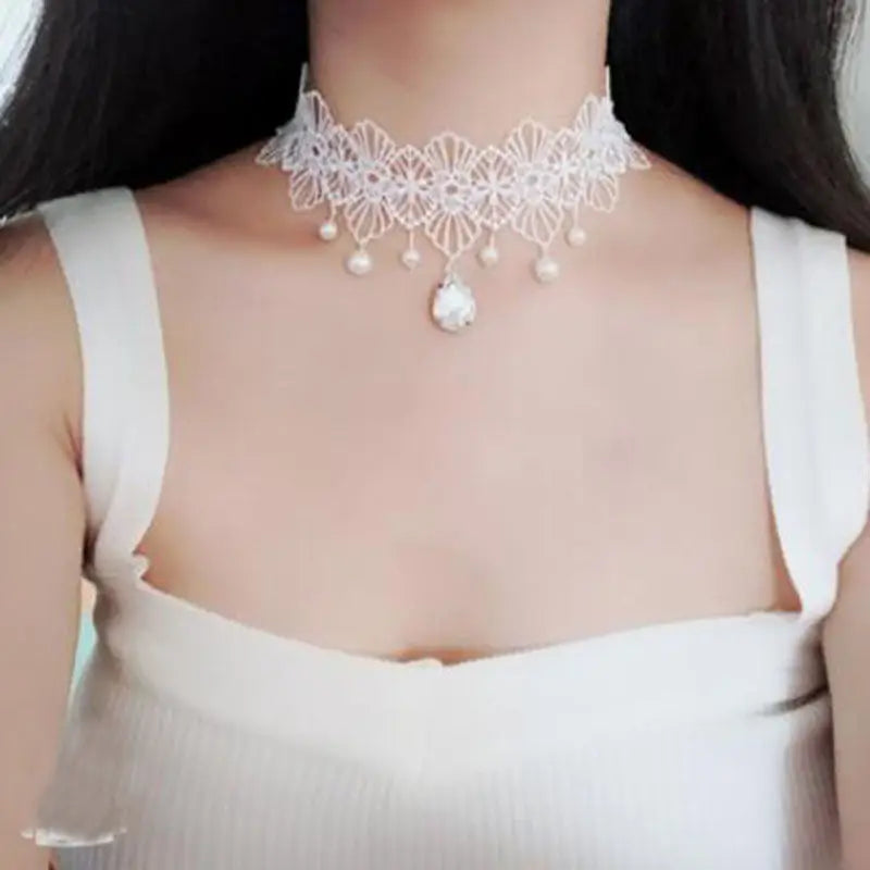 Black Lace Choker Necklace for Women Pendant Chains Bohemian Jewelry Cadenas Mujer Gift Halloween Decoration
