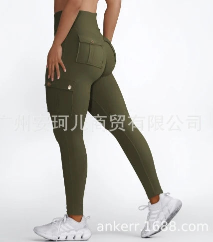 Women's Pants 2025 New All Season Pocket Work Suit Fitness Pants High Elasticity Tight Yoga Pants Quick Drying Running Pants