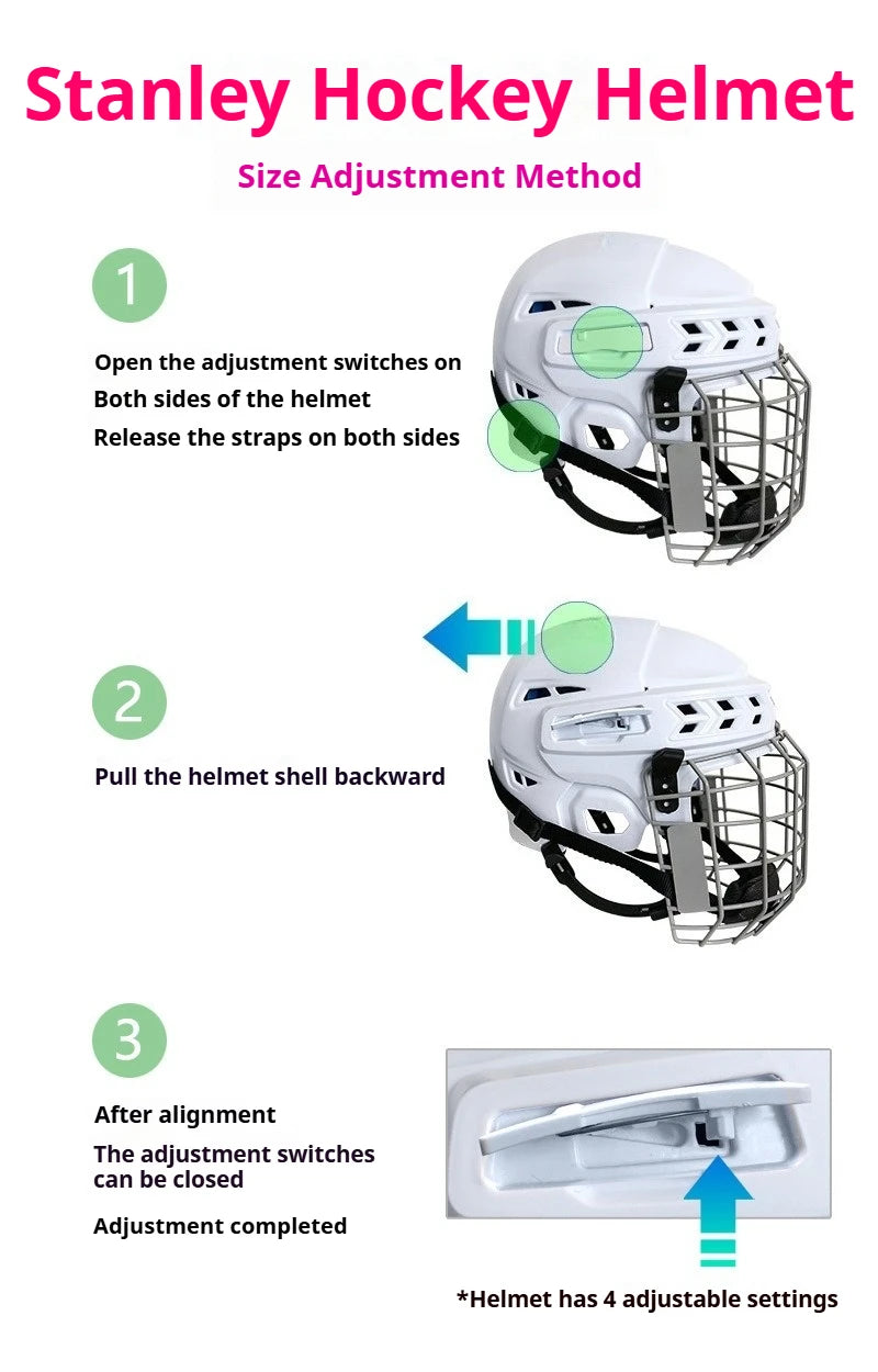 ICE HOCKEY HELMET - Certified for Roller & Street Hockey, Lacrosse,Adjustable Full Protection Headgear with Ear Protection
