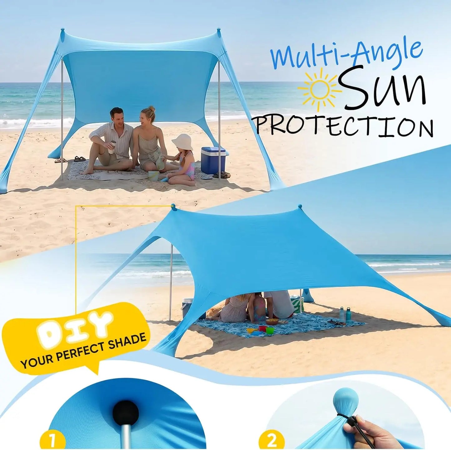 Camping Tent Windproof Pop Up Awning Outdoor Beach Sun Shade UV Ultralight Beach Canopy Tents for Camping Fishing Picnics