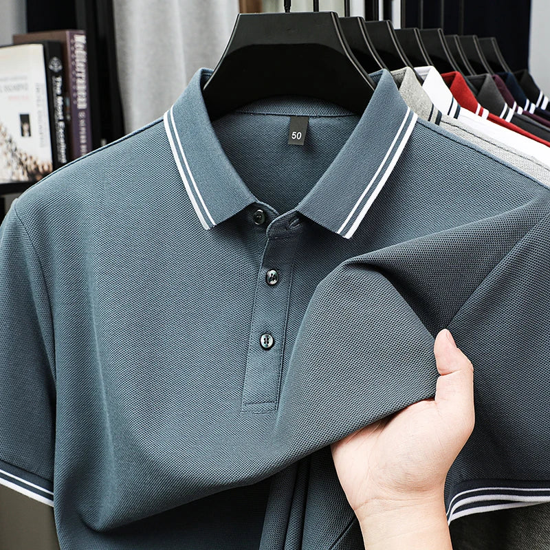 100% pure cotton men's polo shirt summer fashion casual short sleeved comfortable luxury new simple solid color lapel T-shirt