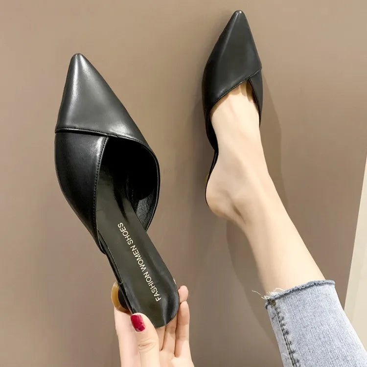 Women's Elegant Mules Woman Casual Slippers 2021 Ladies Low Heels Fashion Female Pointed Toe Shoes Women Candy Colors Footwear