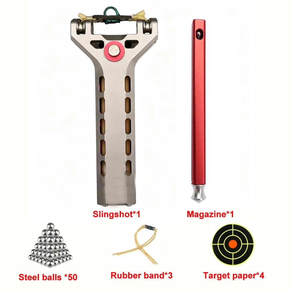 G5 Slingshot:two Automatic Slingshot Capable of Firing Multiple Rounds of All-Metal Beads in Rapid Succession Using a Rubber Ban