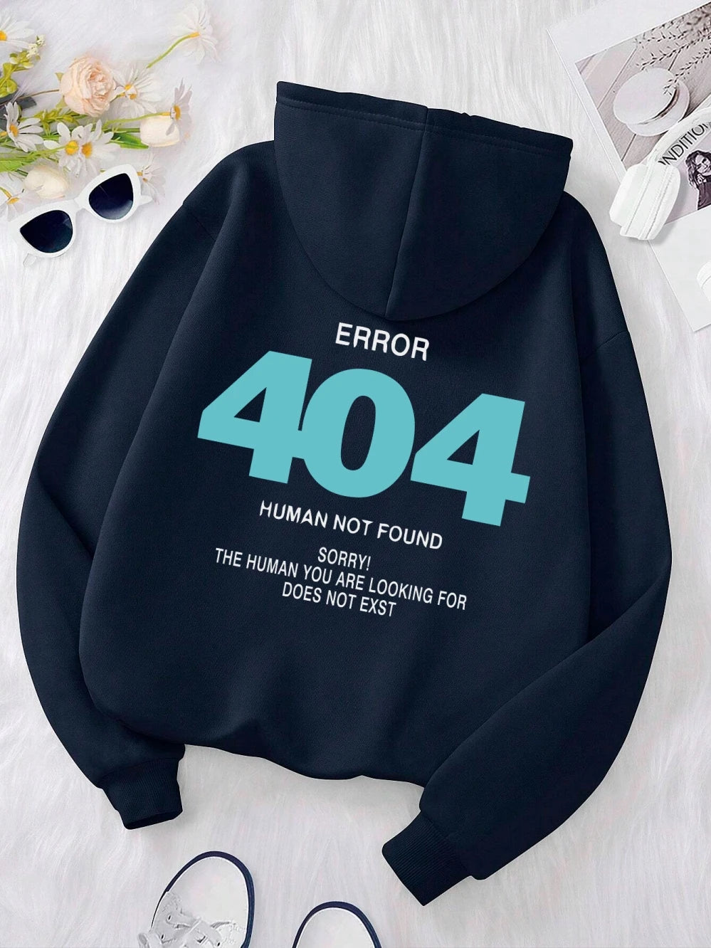 Women's Hoody Error 404 Human Not Found sorry Prints Hoodies Fleece Long Sleeve Oversized Clothes Hip Hop Street Pullover